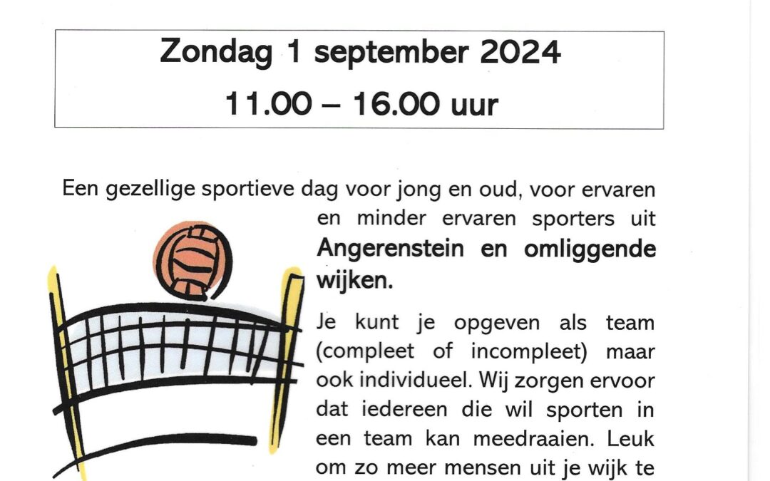 Wijkvolleybaltoernooi op 1 september